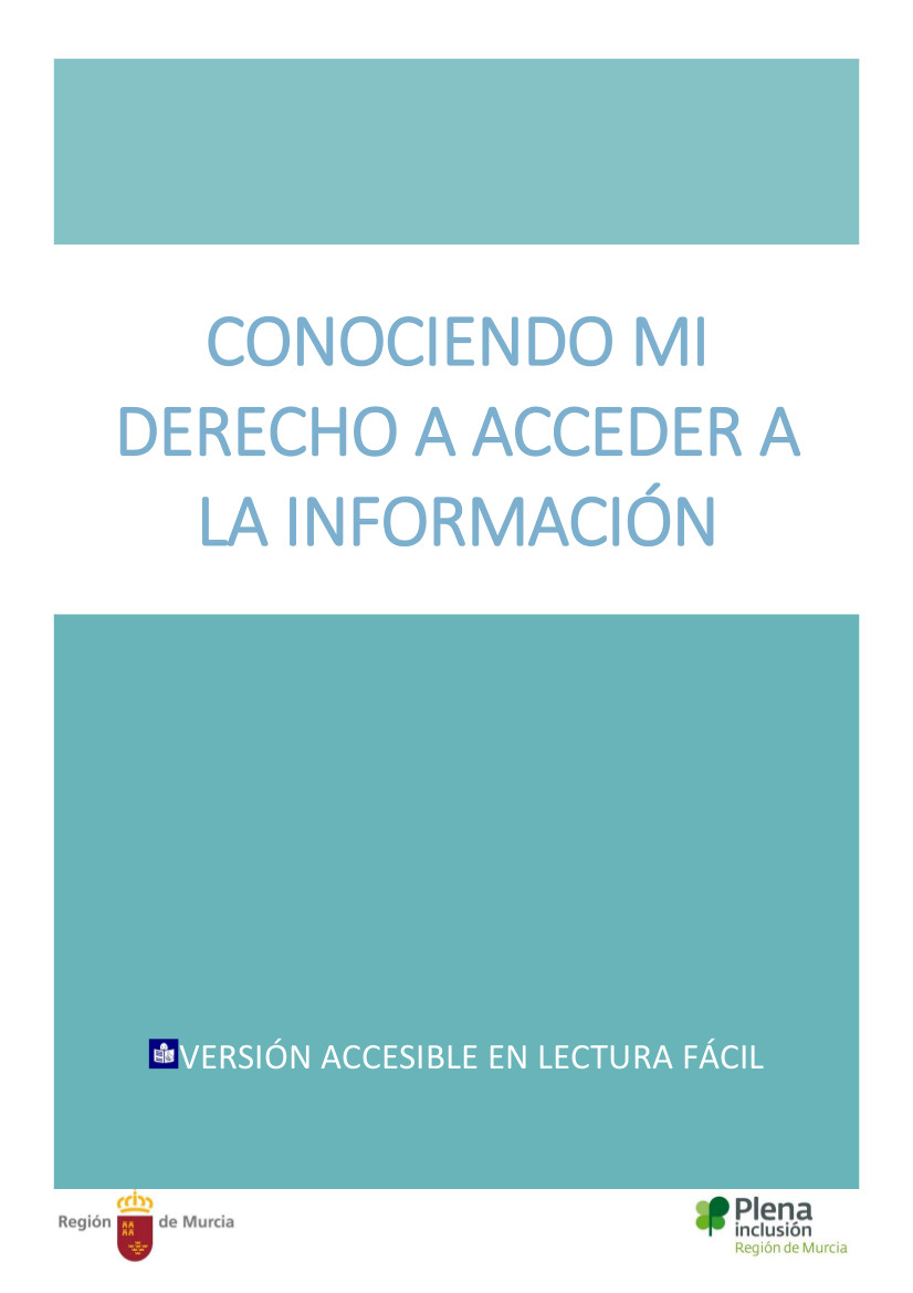 Portada de la Guía de acceso a información pública de la Región de Murcia en Lectura Fácil